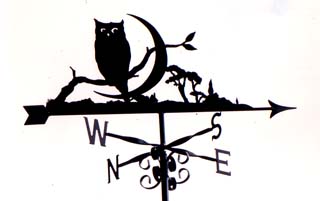 Owl with Crescent moon weather vane